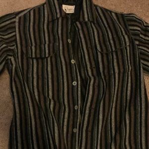 Stripes long sleeve wool button up